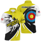 Personalized Yellow Archery Jerseys Polo & Quarter-Zip Shirts Custom Archery Bow Shirts