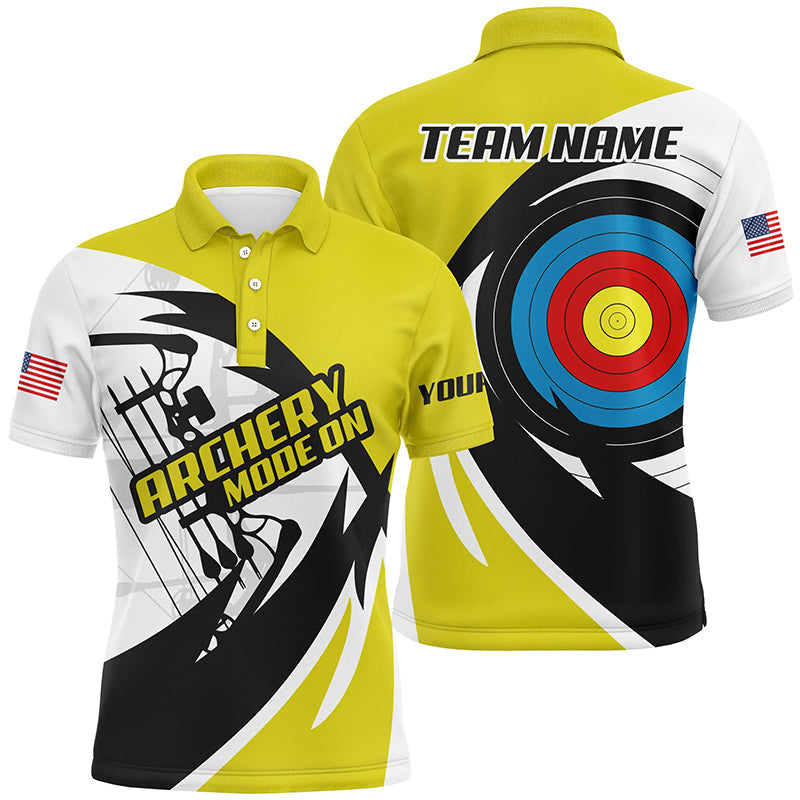 Personalized Yellow Archery Jerseys Polo & Quarter-Zip Shirts Custom Archery Bow Shirts