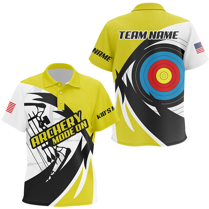 Personalized Yellow Archery Jerseys Polo Shirts Custom Archery Bow Shirts