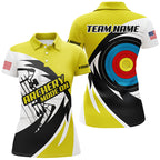Personalized Yellow Archery Jerseys Polo & Quarter-Zip Shirts Custom Archery Bow Shirts