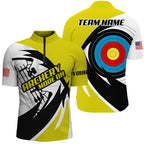 Personalized Yellow Archery Jerseys Polo & Quarter-Zip Shirts Custom Archery Bow Shirts