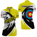 Personalized Yellow Archery Jerseys Polo & Quarter-Zip Shirts Custom Archery Bow Shirts
