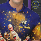 Blue And Gold Funny Bourbon Drunk Bowling Shirts Custom Vintage Bowling Team Jersey