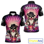 Pink Funny American Bully Dog Bowling Jersey Custom Graffiti Bowling League Team Shirts