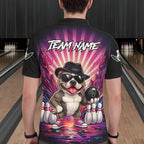 Pink Funny American Bully Dog Bowling Jersey Custom Graffiti Bowling League Team Shirts