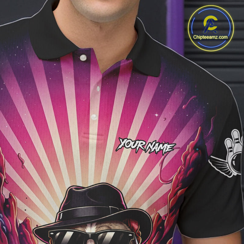 Pink Funny American Bully Dog Bowling Jersey Custom Graffiti Bowling League Team Shirts