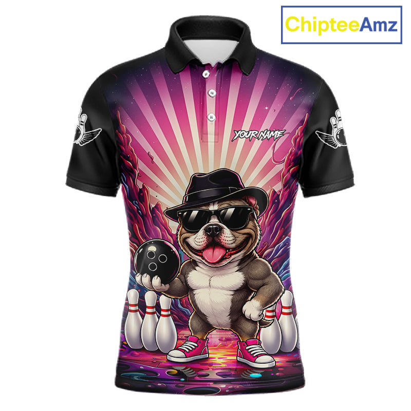 Pink Funny American Bully Dog Bowling Jersey Custom Graffiti Bowling League Team Shirts
