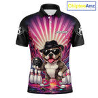 Pink Funny American Bully Dog Bowling Jersey Custom Graffiti Bowling League Team Shirts