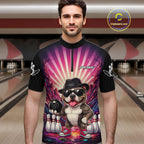 Pink Funny American Bully Dog Bowling Jersey Custom Graffiti Bowling League Team Shirts