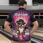 Pink Funny American Bully Dog Bowling Jersey Custom Graffiti Bowling League Team Shirts