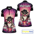 Pink Funny American Bully Dog Bowling Jersey Custom Graffiti Bowling League Team Shirts