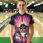 Pink Funny American Bully Dog Bowling Jersey Custom Graffiti Bowling League Team Shirts