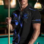 Custom Blue 8 Ball Pool Crown Billiard Shirts, Billiard Team Jersey Polo & 1/4 Zip
