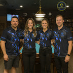 Custom Blue 8 Ball Pool Crown Billiard Shirts, Billiard Team Jersey Polo & 1/4 Zip
