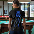 Custom Blue 8 Ball Pool Crown Billiard Shirts, Billiard Team Jersey Polo & 1/4 Zip