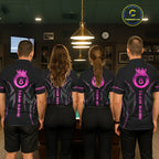 Custom Pink 8 Ball Pool Crown Billiard Shirts, Billiard Team Jersey Polo & 1/4 Zip