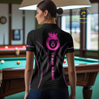 Custom Pink 8 Ball Pool Crown Billiard Shirts, Billiard Team Jersey Polo & 1/4 Zip