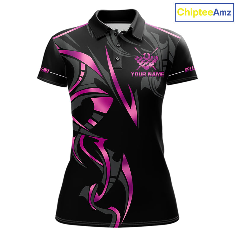 Custom Pink 8 Ball Pool Crown Billiard Shirts, Billiard Team Jersey Polo & 1/4 Zip