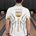 Custom Gold Bowling Ball Crown Bowling Shirt, Bowling Team Jersey Polo & 1/4 Zip