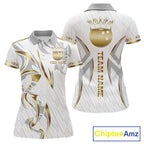 Custom Gold Bowling Ball Crown Bowling Shirt, Bowling Team Jersey Polo & 1/4 Zip