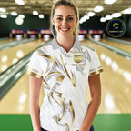 Custom Gold Bowling Ball Crown Bowling Shirt, Bowling Team Jersey Polo & 1/4 Zip