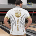 Custom Gold Bowling Ball Crown Bowling Shirt, Bowling Team Jersey Polo & 1/4 Zip