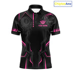 Customized 8 Ball Pool Crown 's Billiard Shirts Pink And Black Billiard Team Shirt Pool Jersey