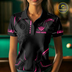 Customized 8 Ball Pool Crown 's Billiard Shirts Pink And Black Billiard Team Shirt Pool Jersey