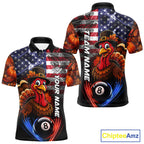 Funny Turkey American Flag Smoke Billiard Shirts Custom Thanksgiving 8 Ball Pool Jersey