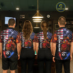 Funny Turkey American Flag Smoke Billiard Shirts Custom Thanksgiving 8 Ball Pool Jersey