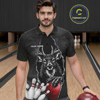 Personalized Deer Black Grunge Bowling Shirts Custom Bowling Team Jersey Polo & 1/4 Zip