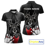 Personalized Deer Black Grunge Bowling Shirts Custom Bowling Team Jersey Polo & 1/4 Zip