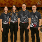 Personalized Deer Black Grunge Bowling Shirts Custom Bowling Team Jersey Polo & 1/4 Zip