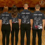 Personalized Deer Black Grunge Bowling Shirts Custom Bowling Team Jersey Polo & 1/4 Zip