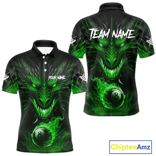 Personalized Dragon 8 Ball Fire Flame 3D Billiard Shirt, Billiard League Team Jersey