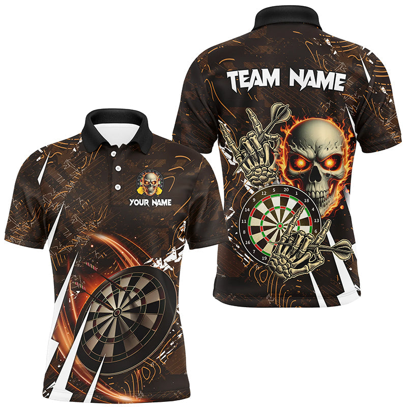 Personalized 3D Skull Darts Polo & 1/4 Zip Shirts Custom Cool Darts League Team Jerseys
