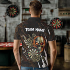Personalized 3D Skull Darts Polo & 1/4 Zip Shirts Custom Cool Darts League Team Jerseys