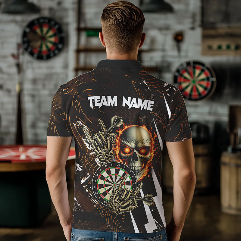 Personalized 3D Skull Darts Polo & 1/4 Zip Shirts Custom Cool Darts League Team Jerseys