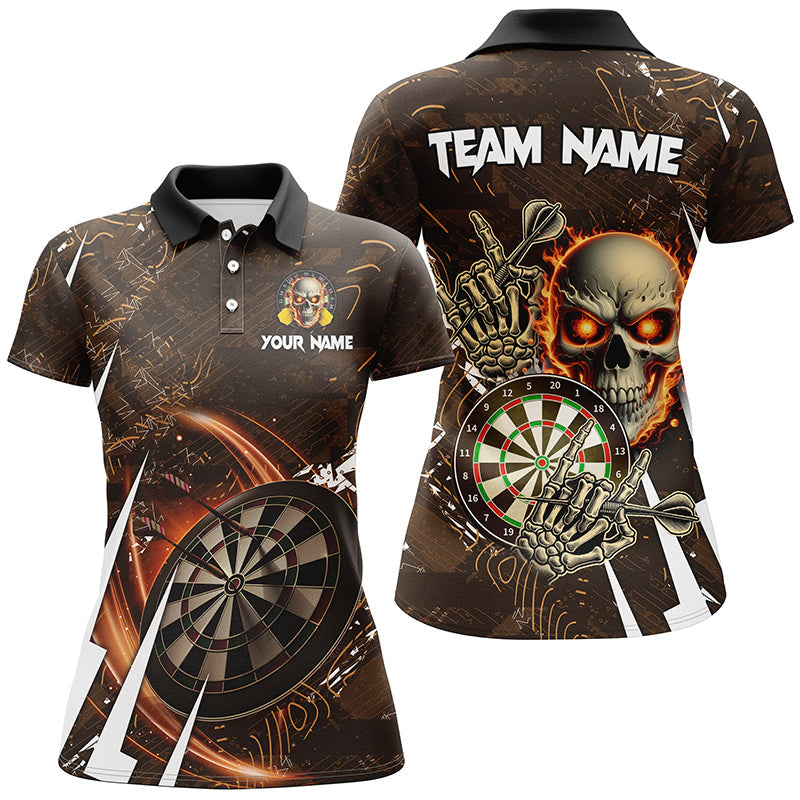 Personalized 3D Skull Darts Polo & 1/4 Zip Shirts Custom Cool Darts League Team Jerseys
