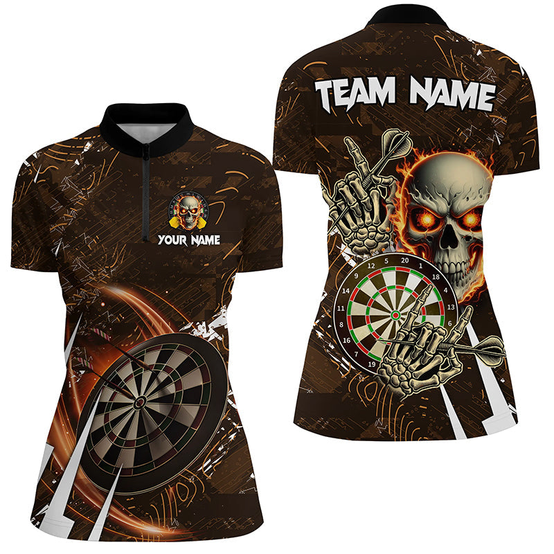 Personalized 3D Skull Darts Polo & 1/4 Zip Shirts Custom Cool Darts League Team Jerseys