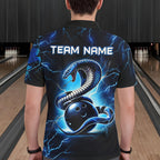 Blue Lightning Thunder Custom Cobra Snake Bowling Shirts Personalized Bowling Team Jersey