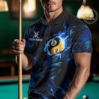 Blue Lightning Yinyang 8 Ball & 9 Ball Dragon Billiard Shirts Custom Pool Team Jersey