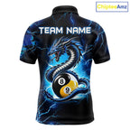 Blue Lightning Yinyang 8 Ball & 9 Ball Dragon Billiard Shirts Custom Pool Team Jersey