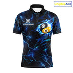 Blue Lightning Yinyang 8 Ball & 9 Ball Dragon Billiard Shirts Custom Pool Team Jersey