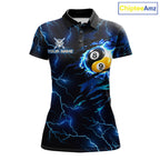 Blue Lightning Yinyang 8 Ball & 9 Ball Dragon Billiard Shirts Custom Pool Team Jersey