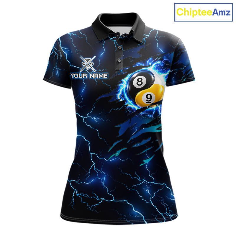 Blue Lightning Yinyang 8 Ball & 9 Ball Dragon Billiard Shirts Custom Pool Team Jersey