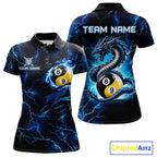 Blue Lightning Yinyang 8 Ball & 9 Ball Dragon Billiard Shirts Custom Pool Team Jersey