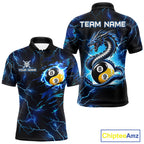 Blue Lightning Yinyang 8 Ball & 9 Ball Dragon Billiard Shirts Custom Pool Team Jersey