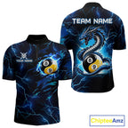 Blue Lightning Yinyang 8 Ball & 9 Ball Dragon Billiard Shirts Custom Pool Team Jersey