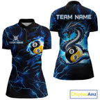 Blue Lightning Yinyang 8 Ball & 9 Ball Dragon Billiard Shirts Custom Pool Team Jersey